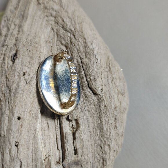 Oval Mother Pearl Scarf Clip Pony Tail  Hair Cover Vintage Secure Hinge Closure - Picture 6 of 16